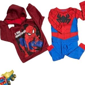 Marvel Spider-Man boys 2-fer size 2T/3T hooded sweatshirt and 2 piece Pajama set